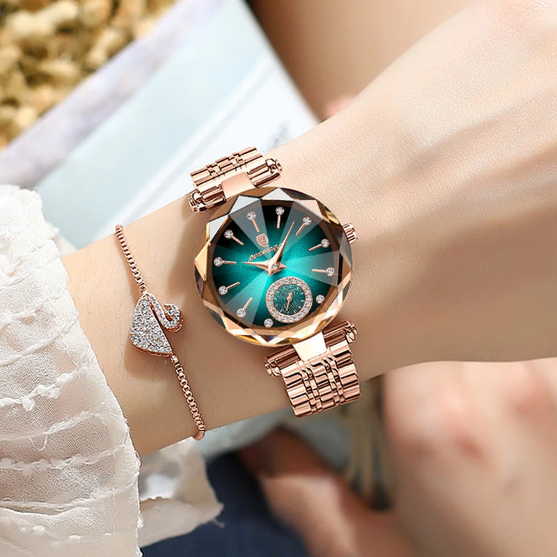 POEDAGAR Relógio Feminino: Elegância Luxuosa em Aço Inoxidável
