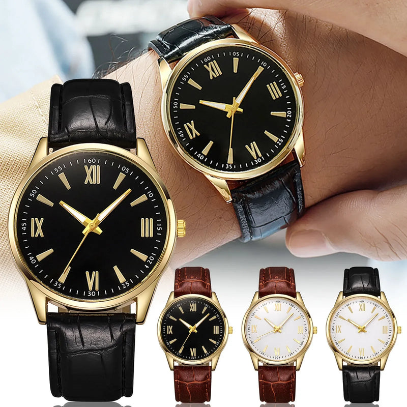 Relógio Masculino de Luxo Minimalista – Pulseira de Couro, Ultra Fino, Quartzo