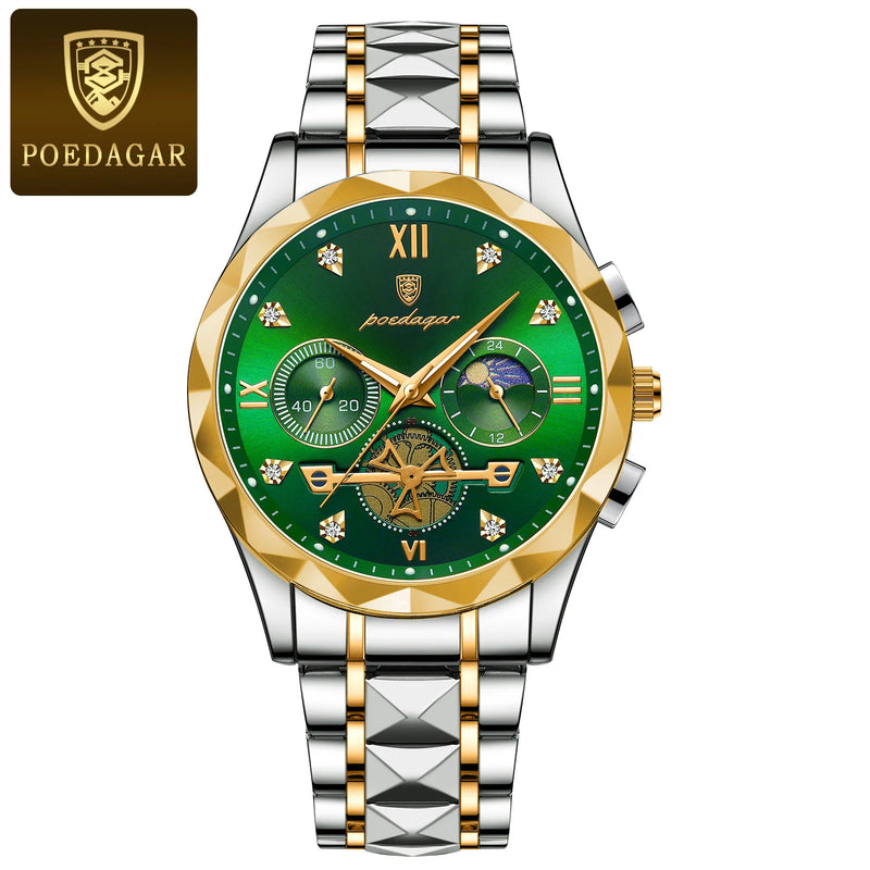 POEDAGAR Relógio Masculino de Luxo Quartzo Cronógrafo