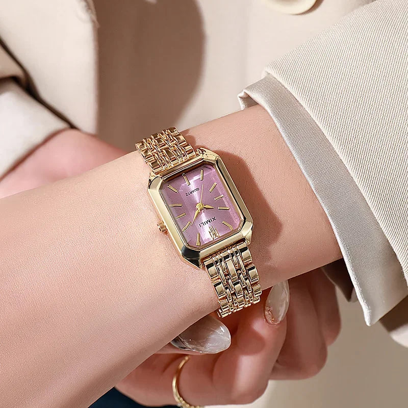 Relógio de Pulso Feminino Clássico – Luxo Rose Gold em Aço Inoxidável