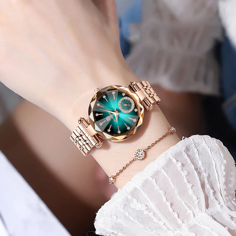 POEDAGAR Relógio Feminino: Elegância Luxuosa em Aço Inoxidável
