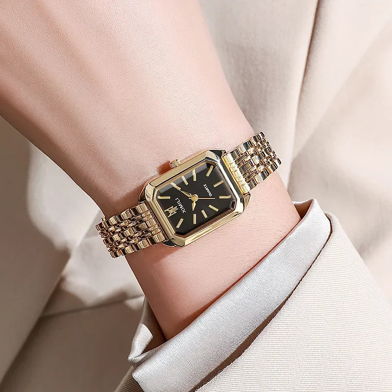 Relógio de Pulso Feminino Clássico – Luxo Rose Gold em Aço Inoxidável