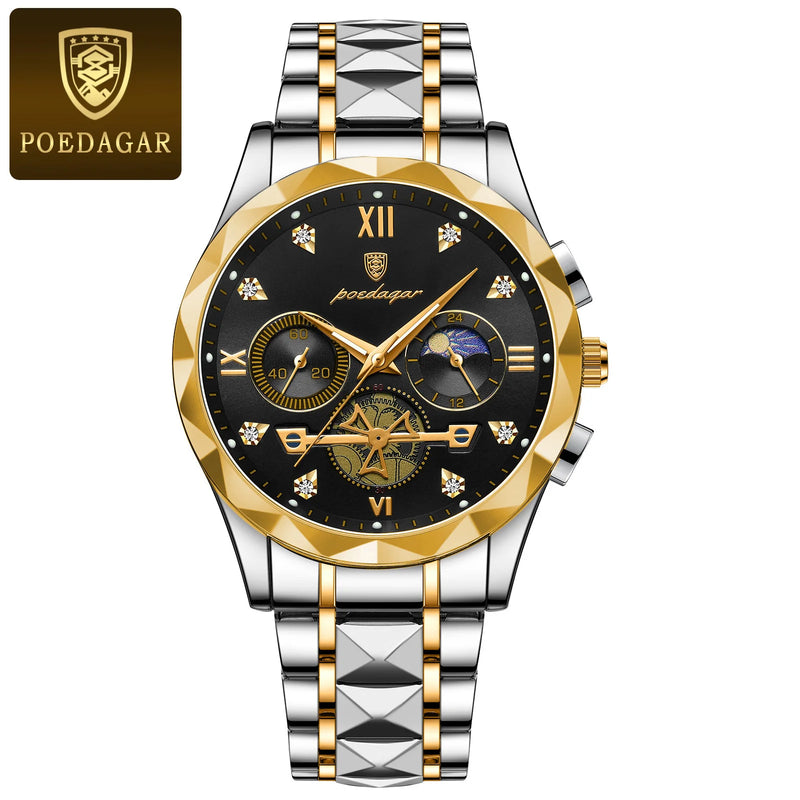 POEDAGAR Relógio Masculino de Luxo Quartzo Cronógrafo