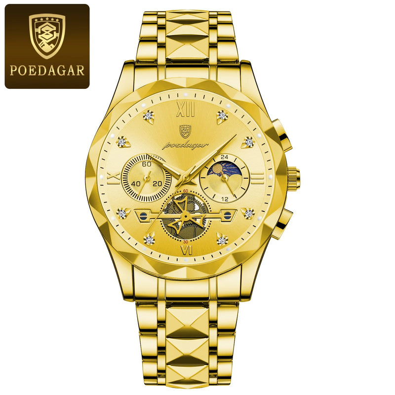 POEDAGAR Relógio Masculino de Luxo Quartzo Cronógrafo